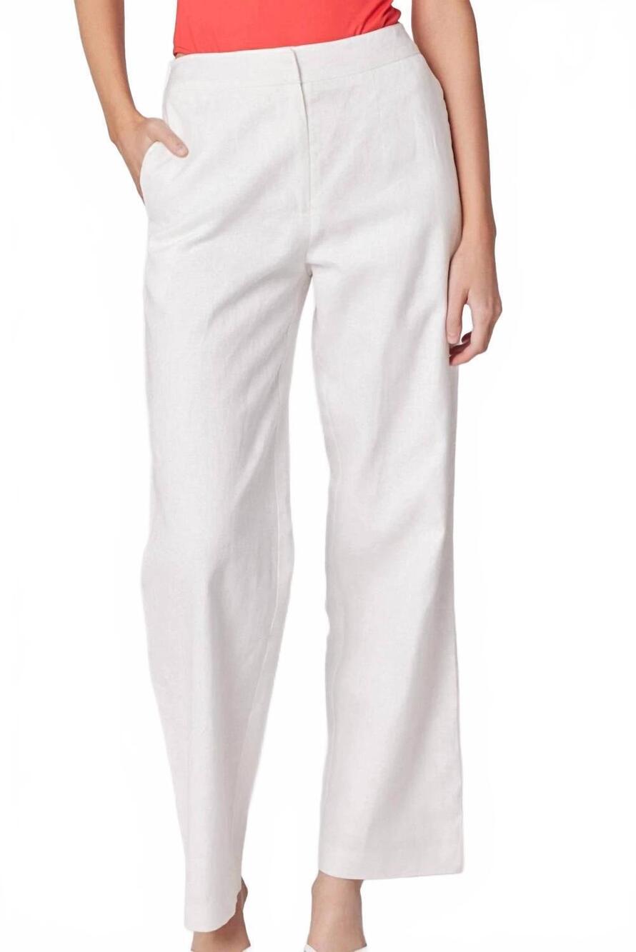 NEW ENGLISH FACTORY linen trousers in white